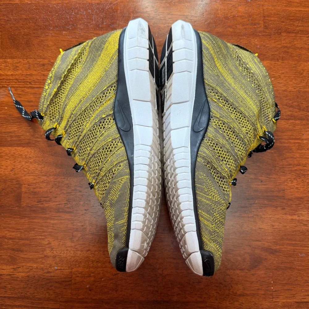 Nike Free Flyknit Chukka Men's Running‎ Shoes Yellow Black Size 12